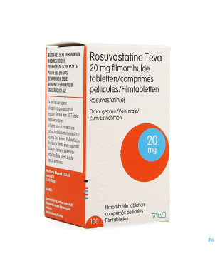 Rosuvastatine teva 20mg comp pell 100 flacon