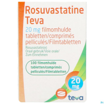 Rosuvastatine teva 20mg comp pell 100 flacon