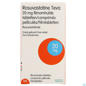 Rosuvastatine teva 20mg comp pell 100 flacon