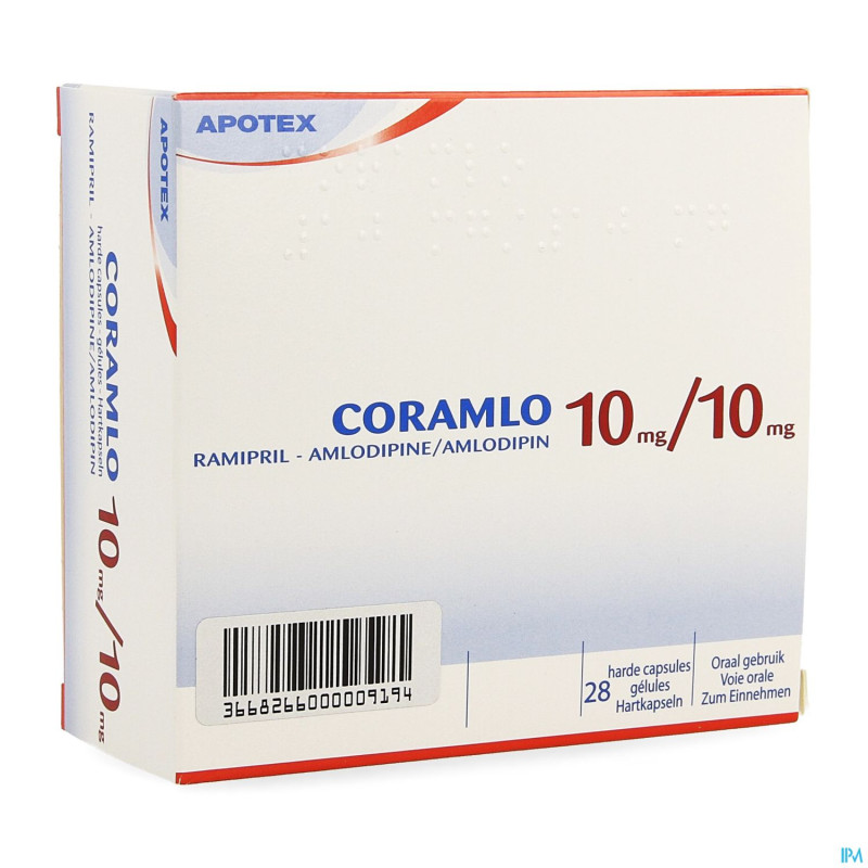 Ramipril amlodipine 10mg/10mg gel dur  28