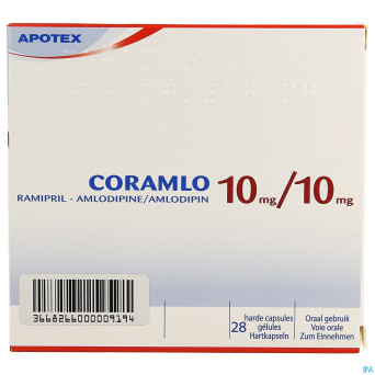 Ramipril amlodipine 10mg/10mg gel dur  28