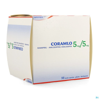 Ramipril amlodipine  5mg/ 5mg caps dur  98