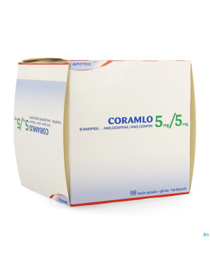 Ramipril amlodipine  5mg/ 5mg caps dur  98