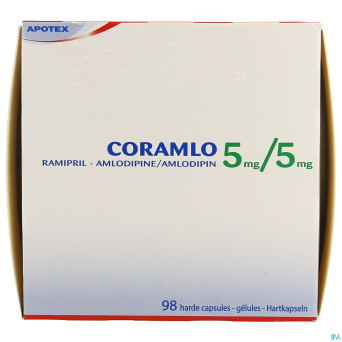 Ramipril amlodipine  5mg/ 5mg caps dur  98