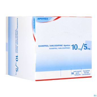 Ramipril amlodipine 10mg/ 5mg gel dur  98