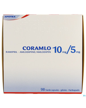 Ramipril amlodipine 10mg/ 5mg gel dur  98