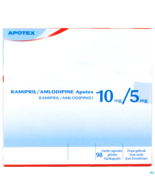 Ramipril amlodipine 10mg/ 5mg gel dur  98
