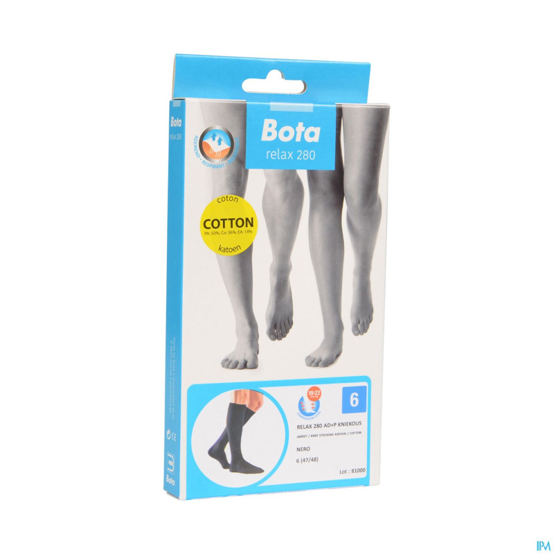Bota relax 280 coton bas jarret noir n6