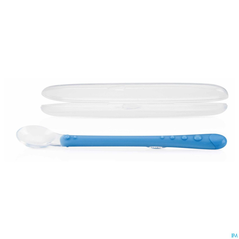 Nuby cuillere longue silicone doux bleu 6m+