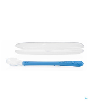 Nuby cuillere longue silicone doux bleu 6m+