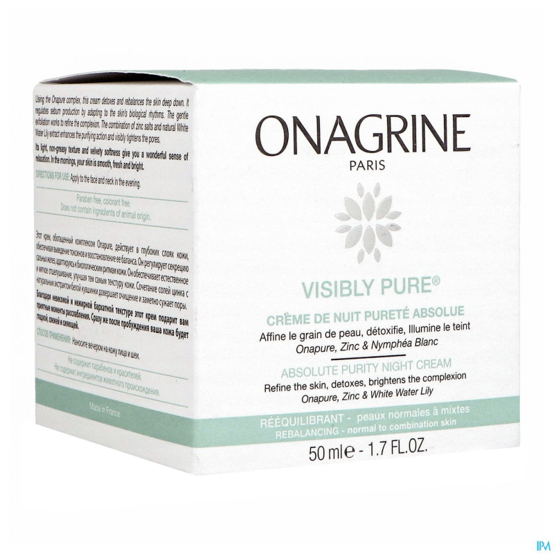 Onagrine visibly pure cr nuit purete absolue 50ml