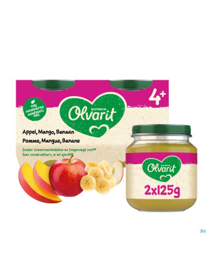 Olvarit fruit pomme mangue banane    2x125g