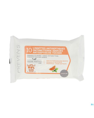Preven's lingettes a/sept. pamplemousse pocket 10