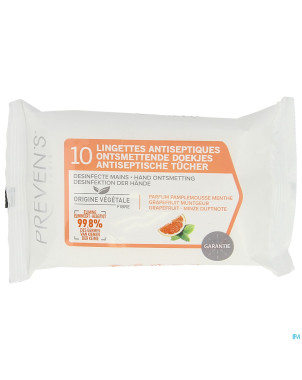 Preven's lingettes a/sept. pamplemousse pocket 10