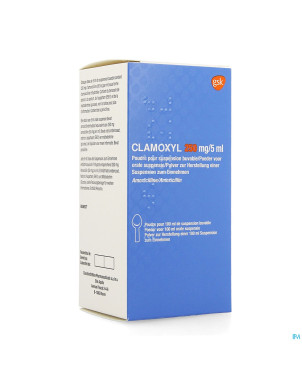 Clamoxyl 250mg/5ml pdr pour sirop 50mg/ml fl 100ml