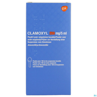 Clamoxyl 250mg/5ml pdr pour sirop 50mg/ml fl 100ml