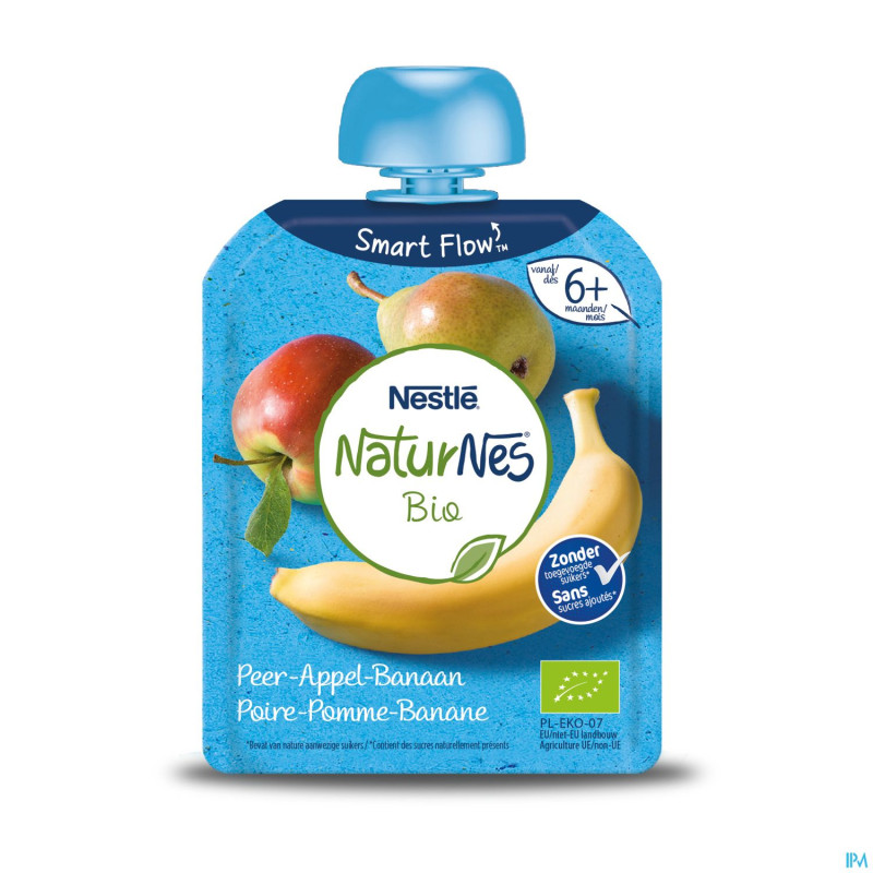 Naturnes bio poire pomme banane 90g