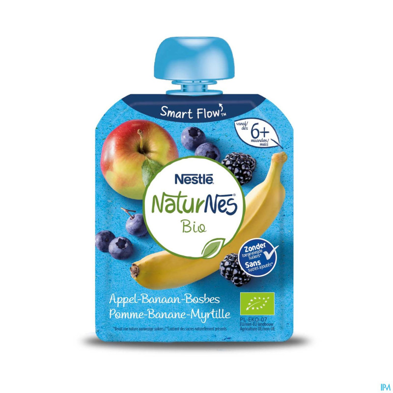 Naturnes bio pomme banane mure myrtille    90g