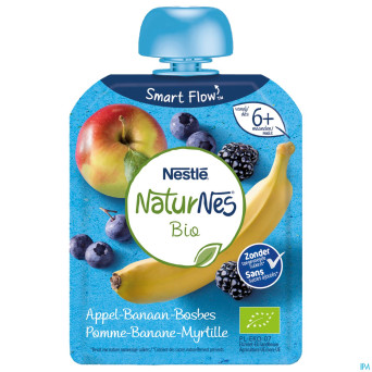 Naturnes bio pomme banane mure myrtille    90g