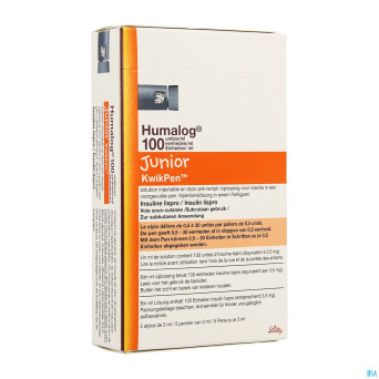 Humalog 100u/ml junior kwikpen stylo preremp.5x3ml