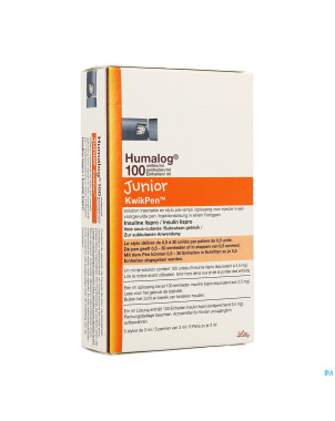 Humalog 100u/ml junior kwikpen stylo preremp.5x3ml