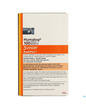 Humalog 100u/ml junior kwikpen stylo preremp.5x3ml