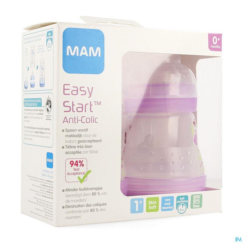Mam biberon easy start a/colique 160ml fille 2pack