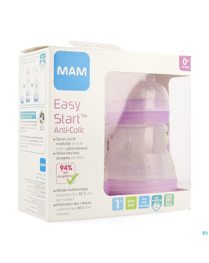 Mam biberon easy start a/colique 160ml fille 2pack