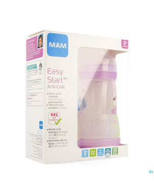 Mam biberon easy start a/colique 260ml fille 2pack
