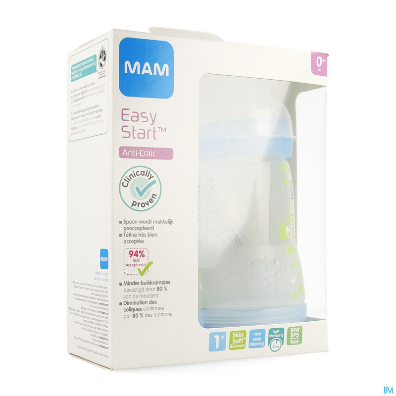 Mam biberon easy start a/colique 260ml garc. 2pack