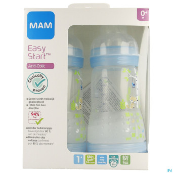 Mam biberon easy start a/colique 260ml garc. 2pack