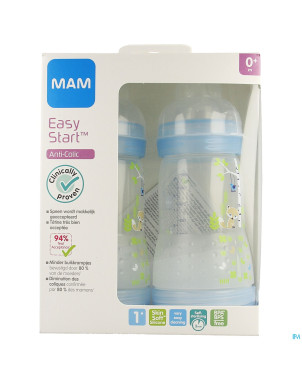 Mam biberon easy start a/colique 260ml garc. 2pack