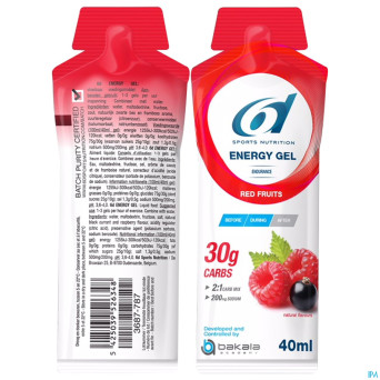 6d sixd energy gel red fruits 40g