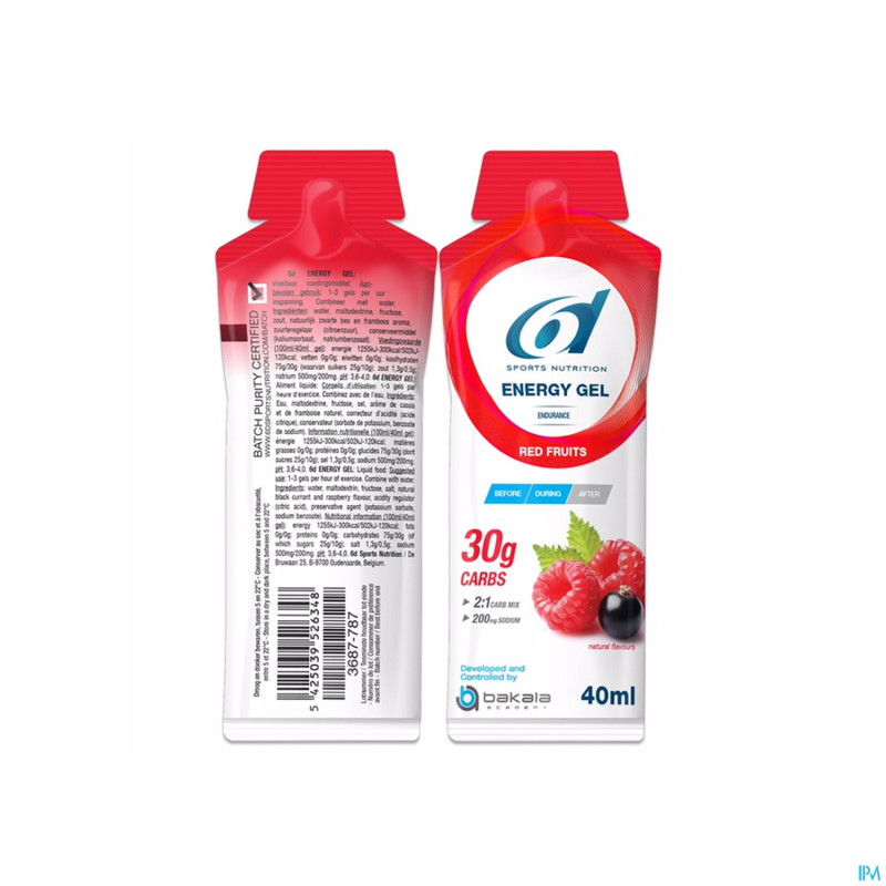 6d sixd energy gel red fruits 12x40g