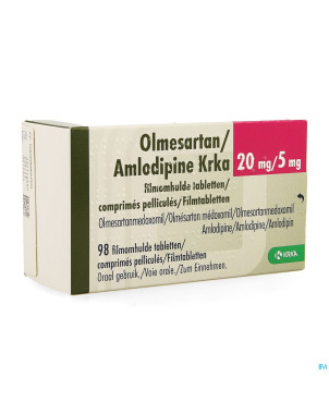 Olmesartan amlodipine krka 20/ 5mg comp pell 98
