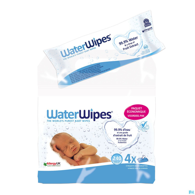 Waterwipes lingettes bebe    economy pack 4x60