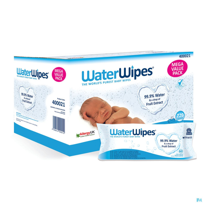 Waterwipes lingettes bebe    economy pack 12x60