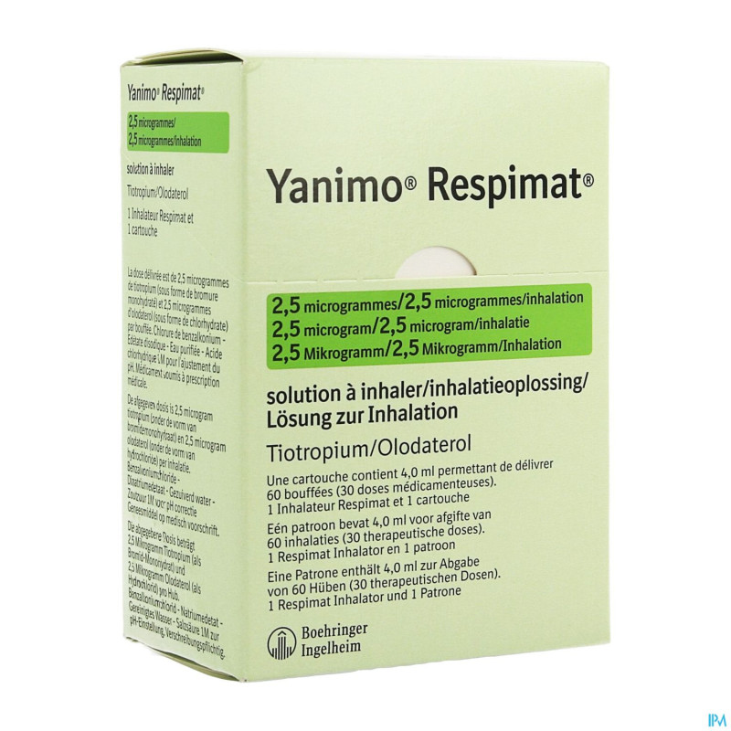 Yanimo respimat 2,5mcg/2,5mcg/inhal. cartouche 1
