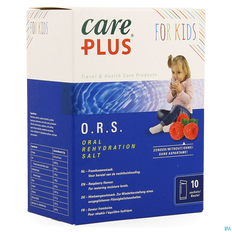 Care plus ors kids raspberry    sachet 10x5,3g