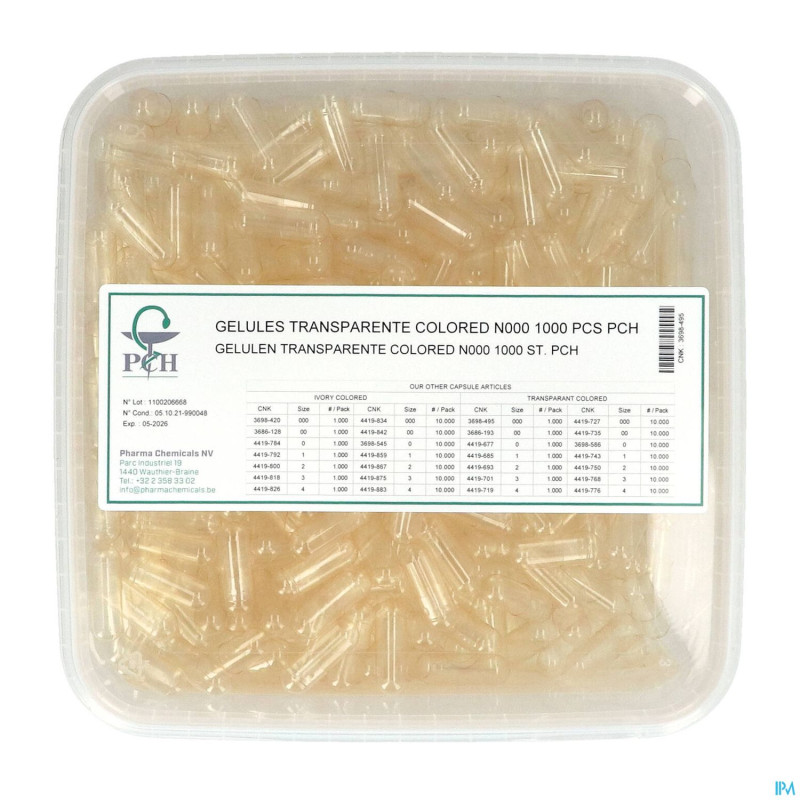 Gelules transparentes n000 1000 pch