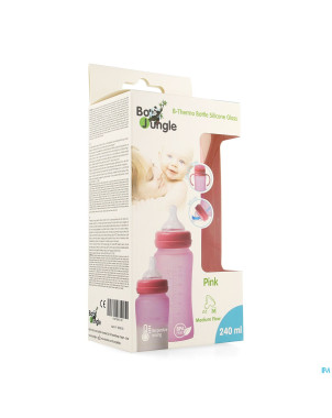 B-thermo glass bottle 240ml pink