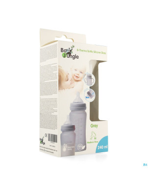B-thermo glass bottle 240ml grey