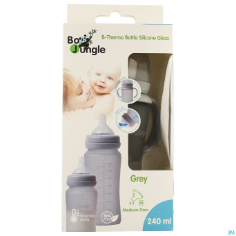 B-thermo glass bottle 240ml grey