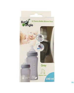 B-thermo glass bottle 240ml grey