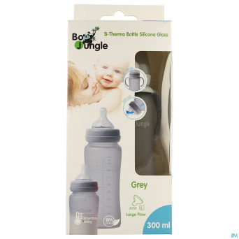 B-thermo glass bottle 300ml grey