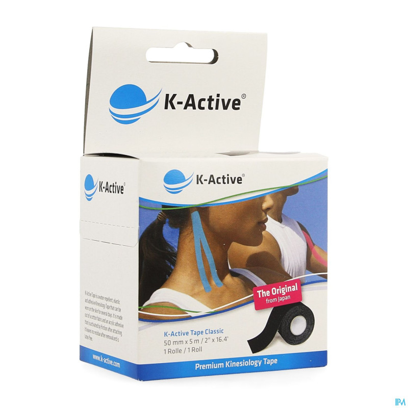 Naqi k active tape classic noir    50mmx5m
