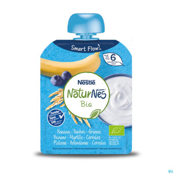 Naturnes bio yaourt banane myrtille cereales   90g