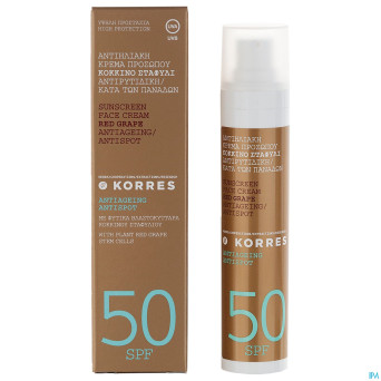 Korres ks cr solaire ip50 a/tache vigne rouge 50ml