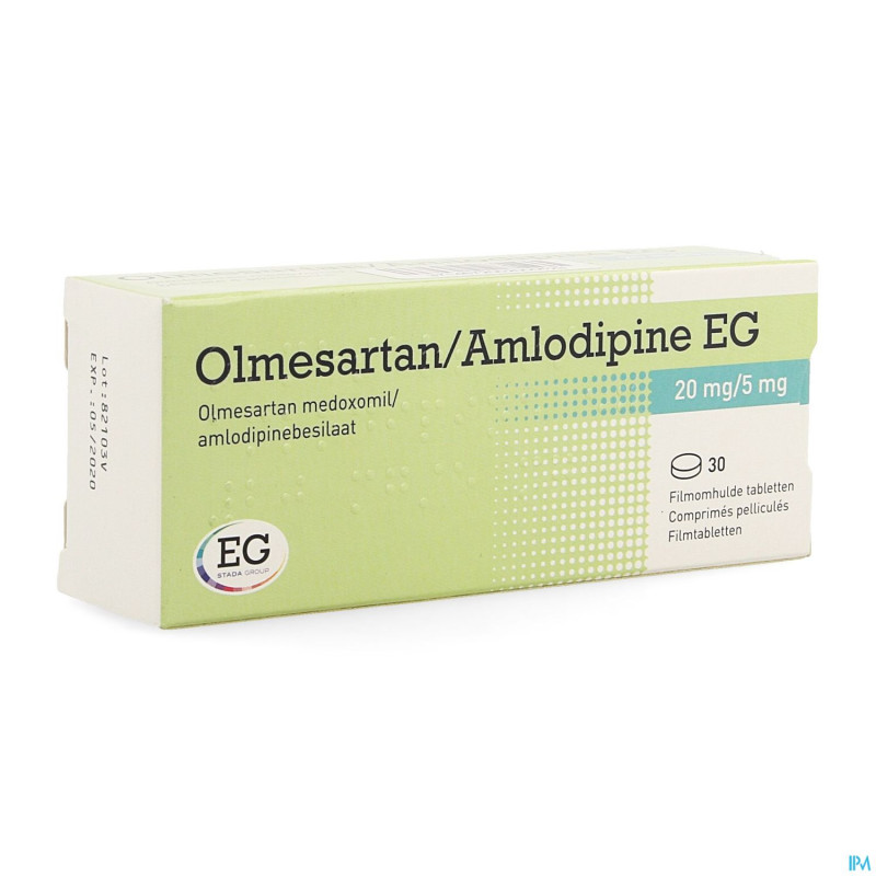 Olmesartan amlodipine eg 20mg/ 5mg comp pell  30