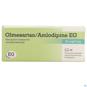 Olmesartan amlodipine eg 20mg/ 5mg comp pell  30